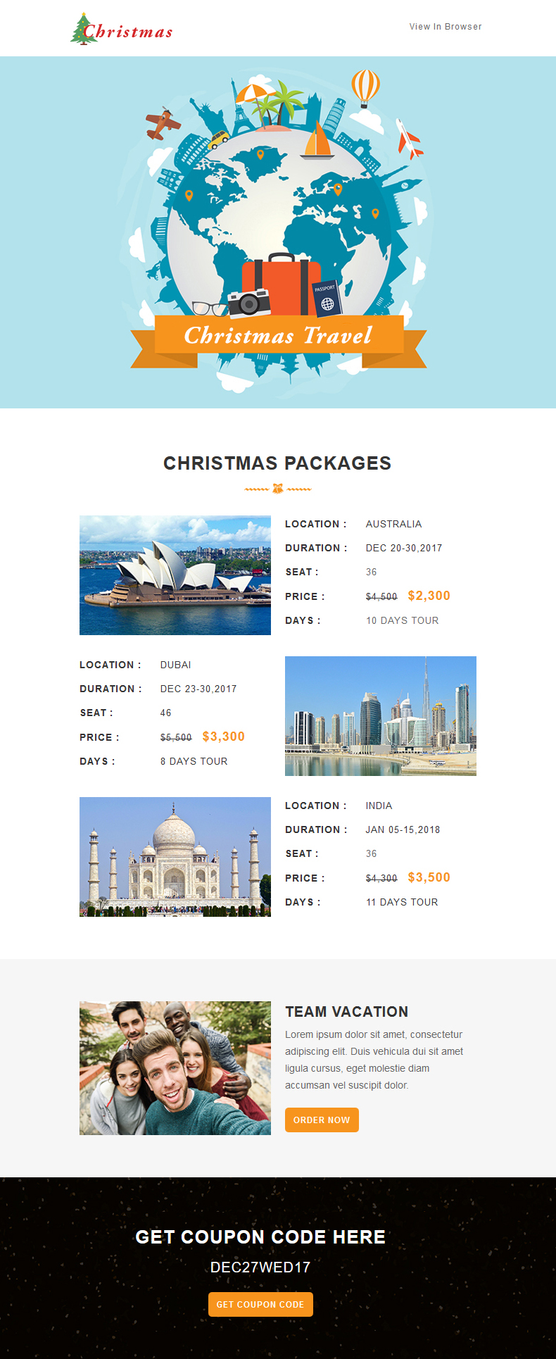 Christmas - Travel Responsive Newsletter and Notification Templates