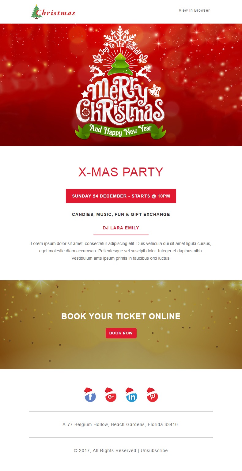 Christmas - Xmas Party Responsive Newsletter and Notification Templates