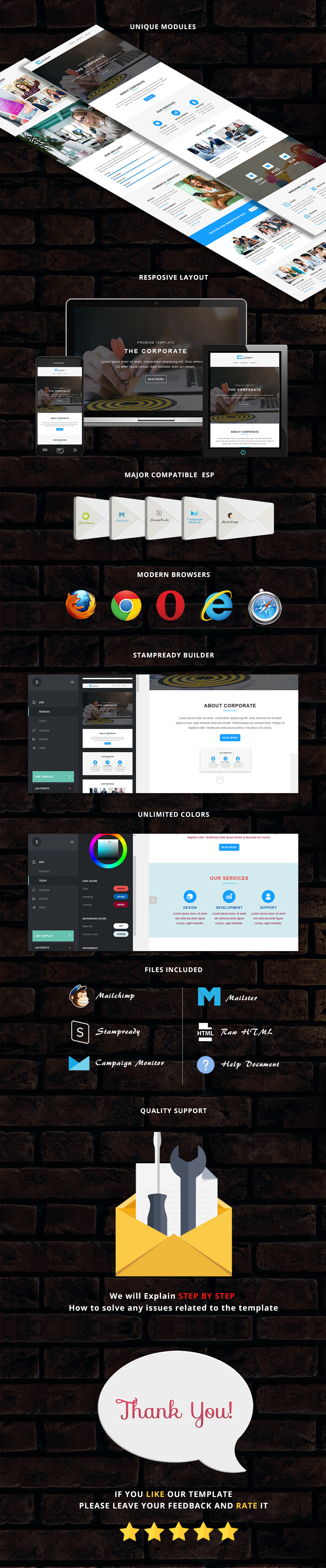 Corp - Responsive Email Template + Stampready Builder