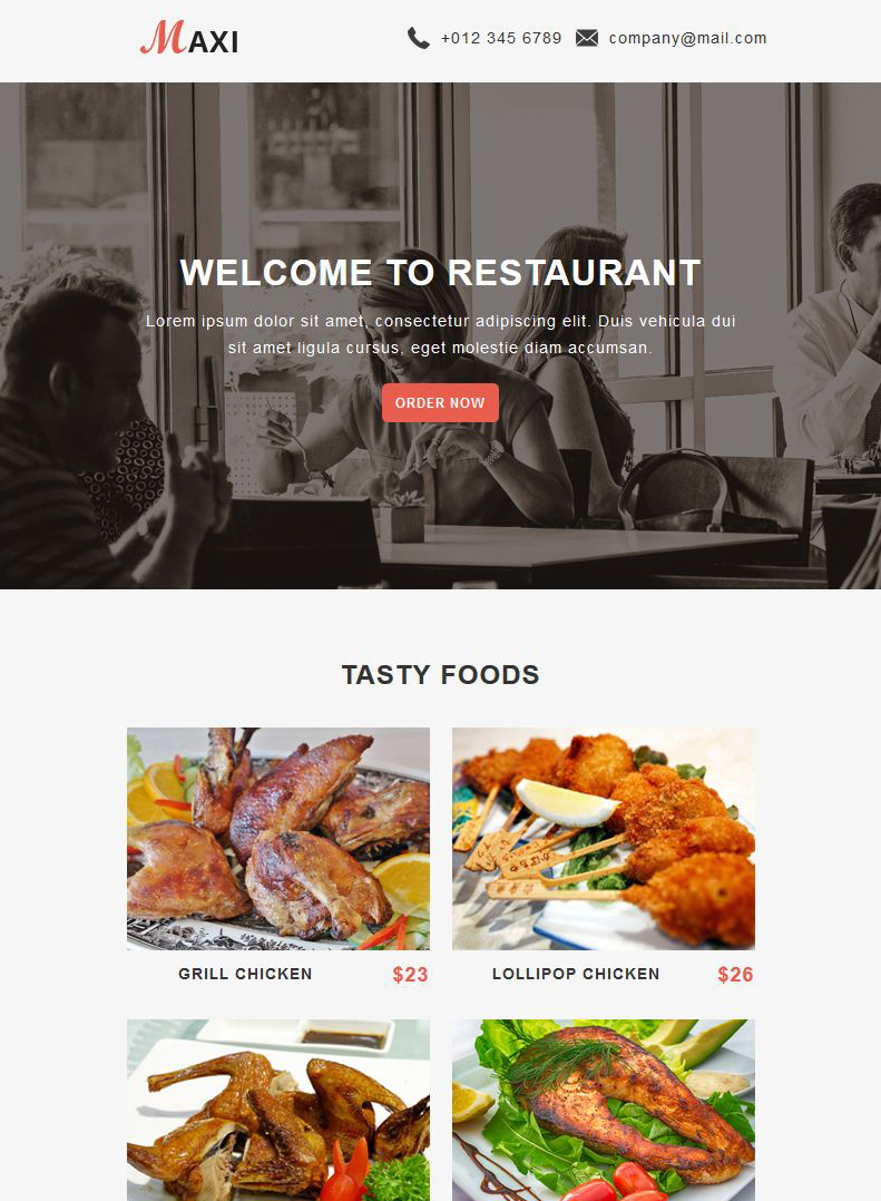 Maxi - Restaurant - Responsive Email Templates