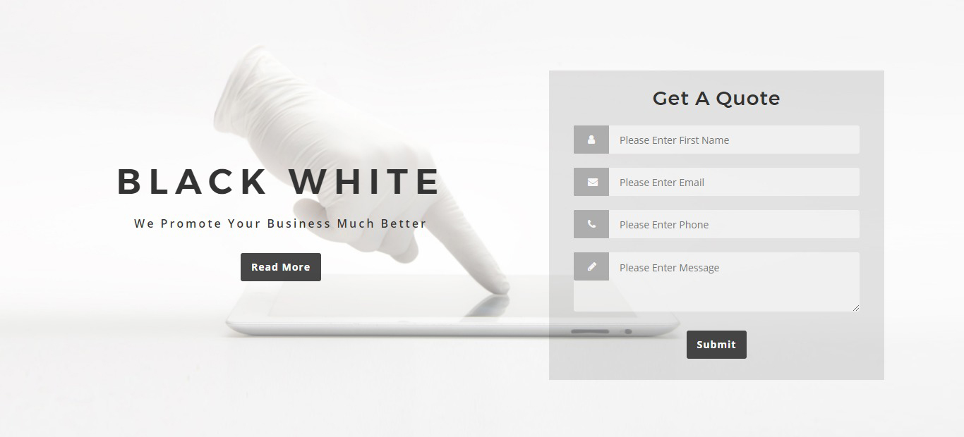 Lead Form - White - Responsive Landing Page