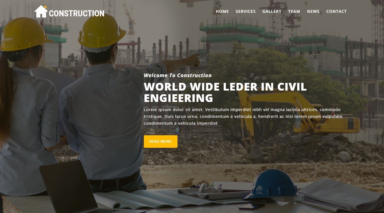 Construction Landing page Slider Header
