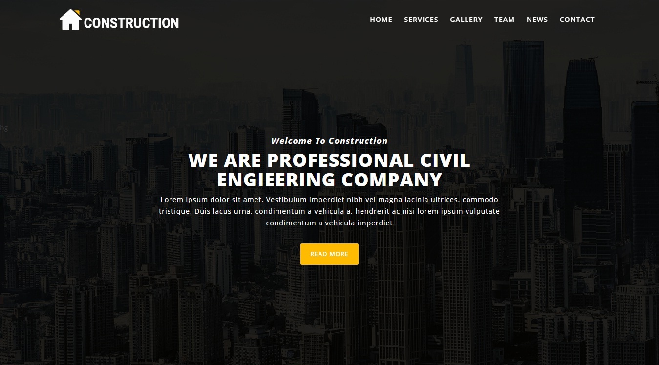 Construction Landing page Youtue Video Header
