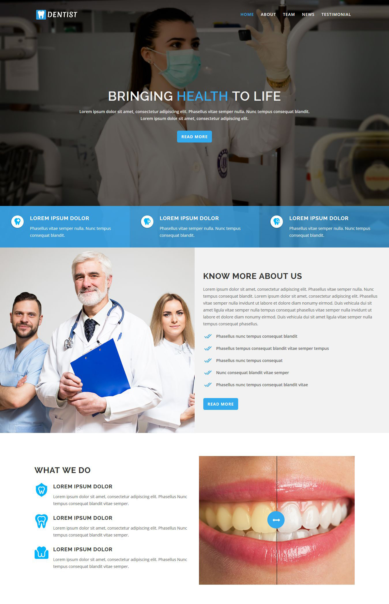 Dentist HTML Landing Page