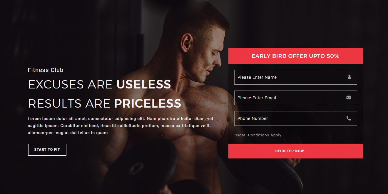 Fitness - Default Header Responsive HTML Template